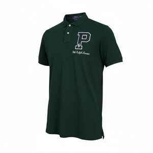 Polo Ralph Lauren Mens Green Classic Fit Polo Shirt Large P Logo Patch Preppy